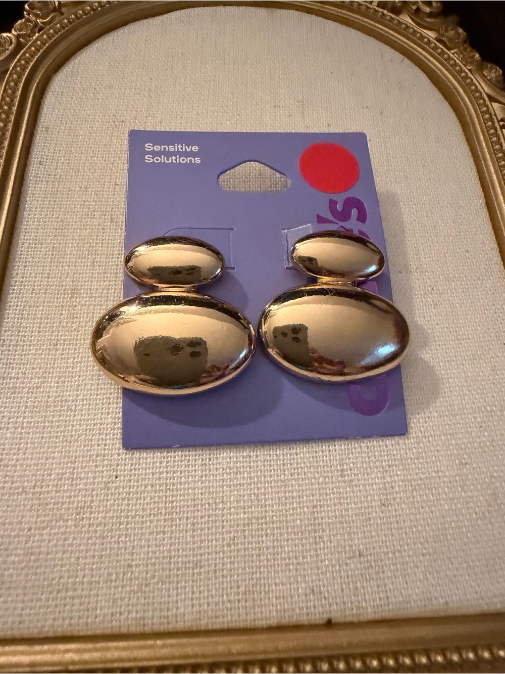 Claire’s Sensitive Solutions Gold-Tone Oval Drop Earrings